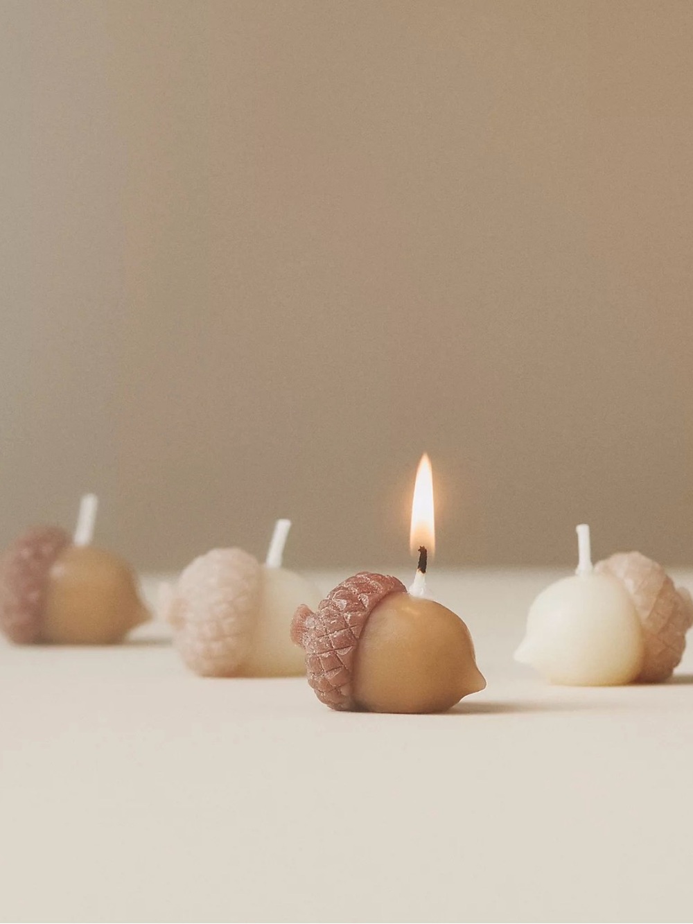 NEW Anthropologie Acorn Shaped Wax Candles, Set of 4
